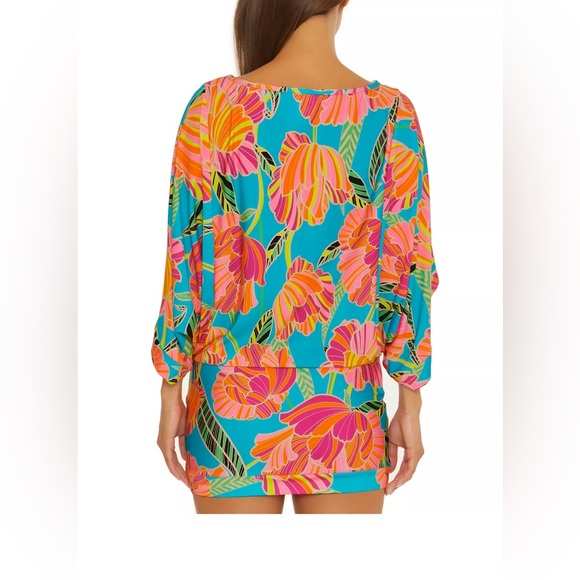 Trina Turk NWT Women's Poppy Cascading-Sleeve Tunic SWIM Cover-Up Large vacation - Picture 2 of 12